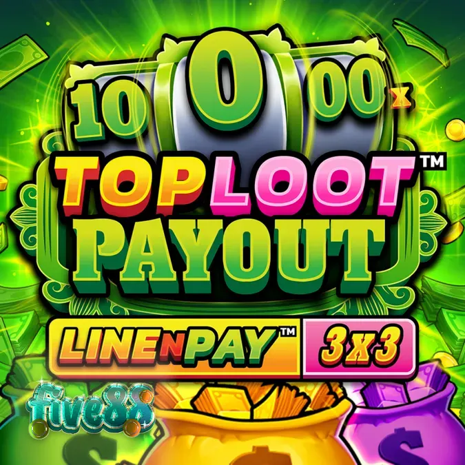 Giao diện trò chơi TopLoot Payout LineNPay với tông màu xanh lá chủ đạo và bố cục 3x3 rõ ràng.
